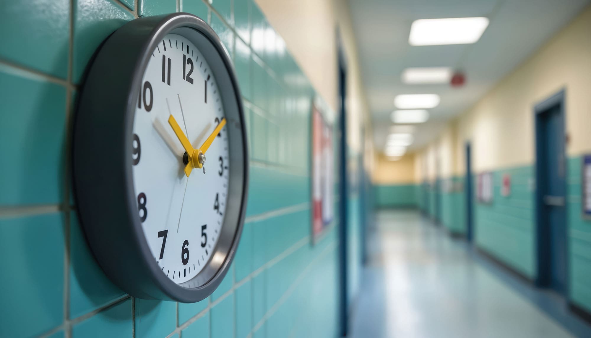 School hallway clock