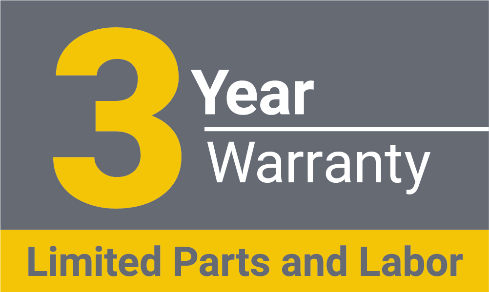 Three year warranty on limited parts and labor