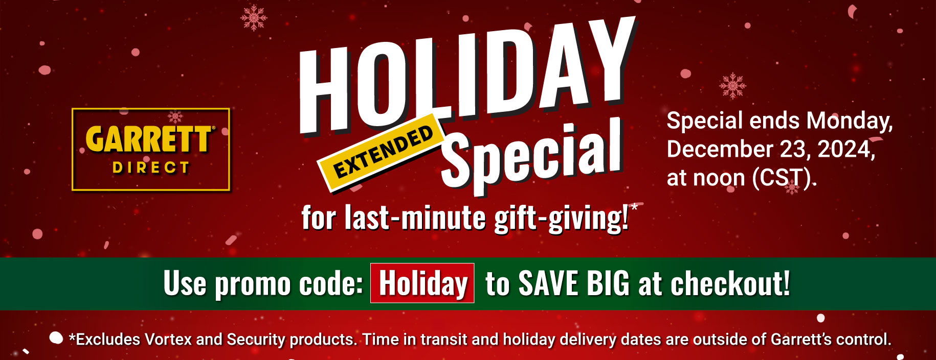 Holiday Special Extended. Save Big on sport products. Use promo code 