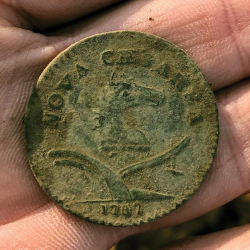 Kupfermünze aus der Kolonialzeit, New Jersey 1787, gefunden von Eric S.
