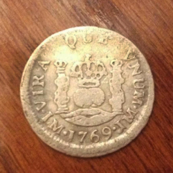 Spanischer halber Silber-Real aus dem Jahr 1769, gefunden von Evan C.