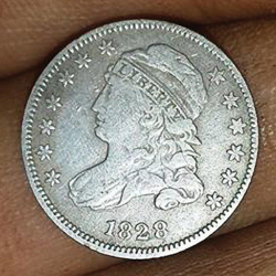 Diez céntimos de busto coronado, de 1828, encontrado por Gary J.