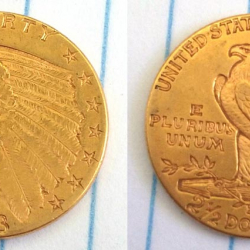 1913 Eagle dollar gold coin, found by Ian M. with ACE 200