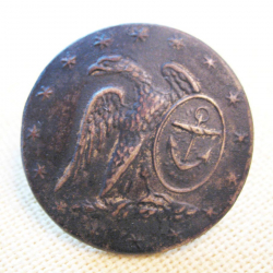 Botón de latón de la Marina de los EE. UU., aproximadamente de 1810-1812, encontrado por John V.