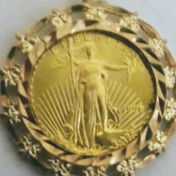Collar de moneda de oro de $5, encontrado por Barry N.