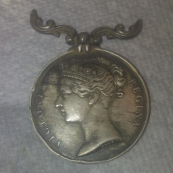 Silbermedaille für die Punjab-Kampagne aus dem Jahr 1849, gefunden von Karl D.