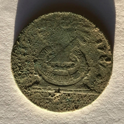 Fugio-Centmünze aus dem Jahr 1787 (erste offizielle für den Umlauf bestimmte Münze der Vereinigten Staaten), entdeckt von Soren E.